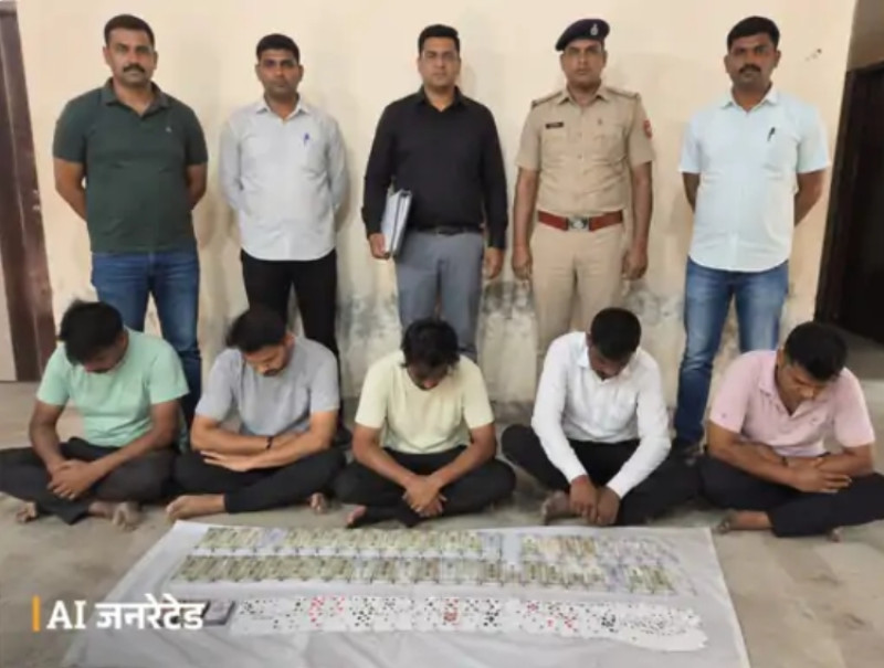 सिरसा में जुए के अड्डे का भंडाफोड़, 5 युवक गिरफ्तार:1.3 लाख कैश बरामद; CIA को देख भागने की थी कोशिश 